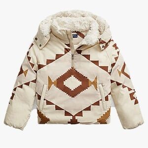 Polo Ralph Lauren Girls Water-Repellent Down Quarter-Zip Southwestern Jacket -6X